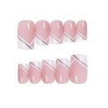 GAM-BELLE Natural Nude White Glitter French False Nails Square Shape UV Gel Artificial Nail Tips Full Cover Manicure Beauty Tool. 