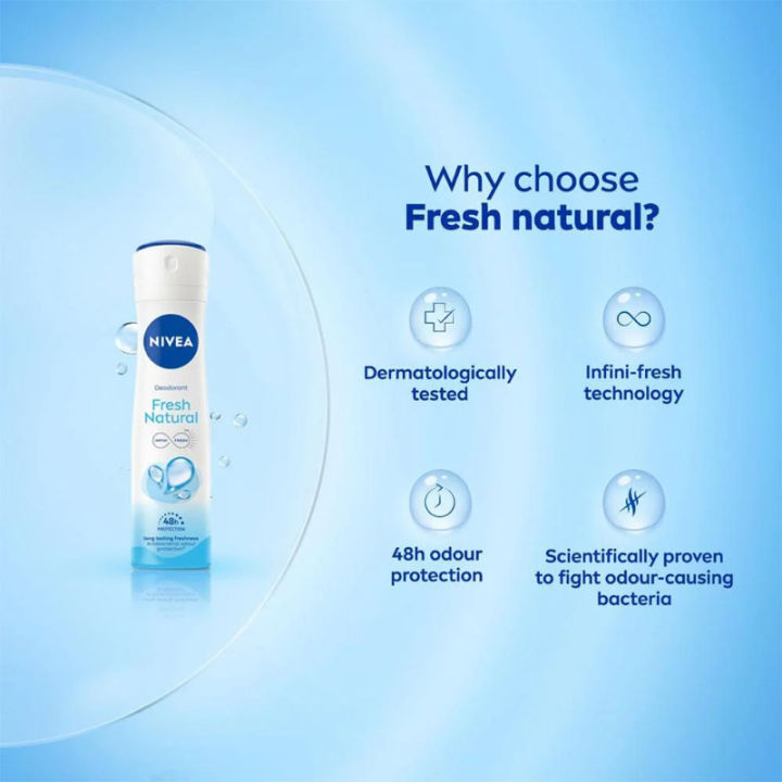 NIVEA%20Fresh%20Natural%20Infini%20Fresh%2048%20Hrs%20Protection%20Deodorant%20Spray%20150ml%20-%20Image%203