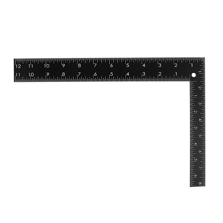 2X Teacher 0-30cm 0-20cm Measuring Range L Shaped Design Square Ruler Black
