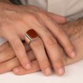 Handmade 925 sterling silver / chandi natural red green black agate / Aqeeq stone men's woman turkish ring. 