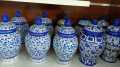 Blue Pottery Chinese Jars / Ginger Jar / Pickle Jar. 