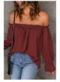 New solid color sexy one neck off shoulder shirt loose long sleeved pullover. 