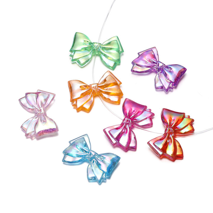 St.kunkka 10pcs 21x31.5mm Multi-color Acrylic Bow Beads For DIY Bracelet Necklace Jewelry Making