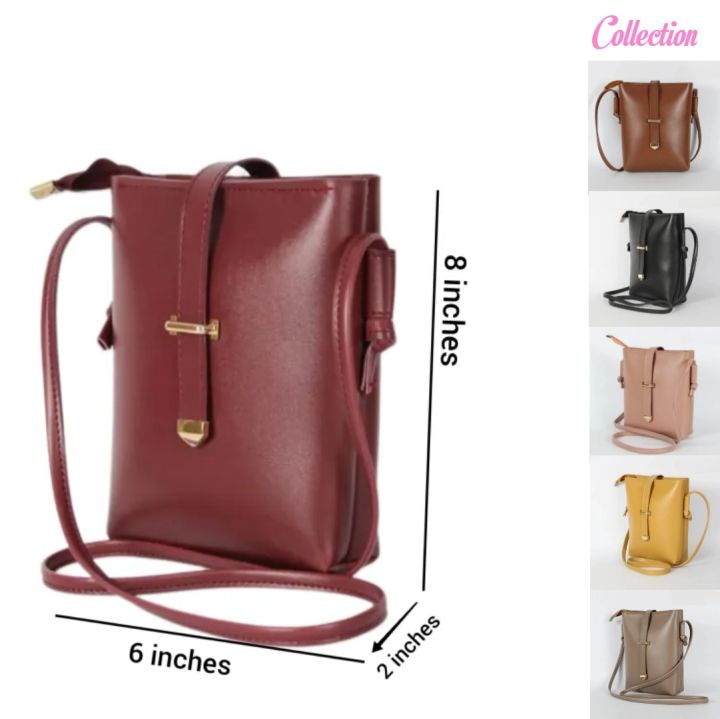 Ladies handbags for girls with Long Strap shoulder Carry bags for girls and Women Casual ladies bags - Brown