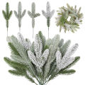 5Pcs/Set 26Cm Festival Pine Needle Branches Artificial Pine Needles Plants Holiday Tree Wreath Decorations For Home New Year Gifts. 