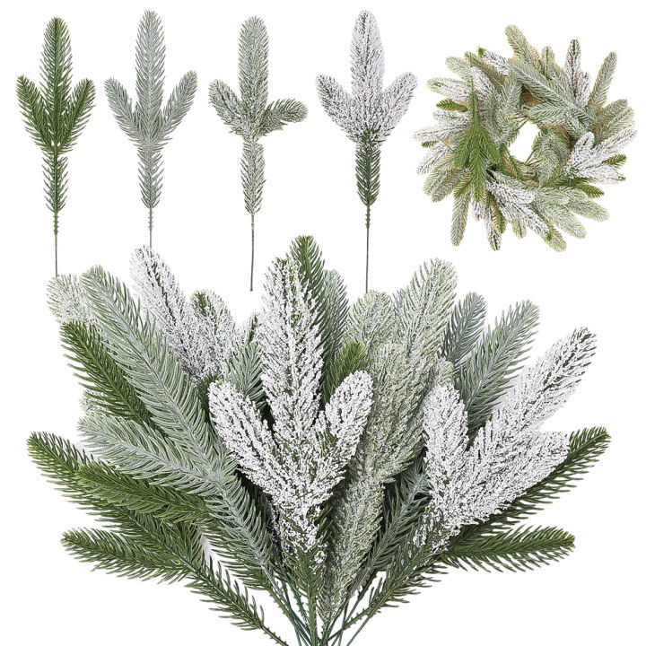 5Pcs/Set 26Cm Festival Pine Needle Branches Artificial Pine Needles Plants Holiday Tree Wreath Decorations For Home New Year Gifts