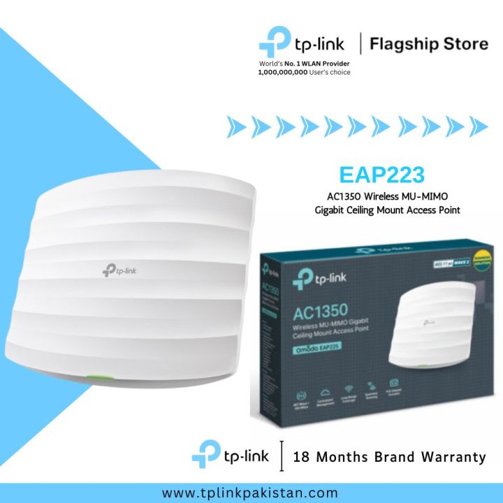 TP-Link Access Point EAP223 AC1350 Wireless MU-MIMO Gigabit Ceiling Mount Access Point - 18 Months Brand Warranty