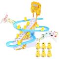 BAREPEPE Baby Happy Duck Track Set Toys for Kids Climbing Stairs Dancing Duck Slide Toy with Light and Music - 3 Piece Small Duck. 