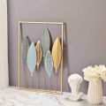 Metal Wall Decor Art Leaf Metal Leaf 24" x 16" Hanging Decor Leaves Metal Wall Decor with Frame Sculpture for Dinning Room living room Office Wall Decor Home (Leaves). 