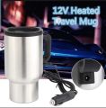 12V Car Charging Electric Kettle Stainless Steel Heated Thermos Travel Coffee Mug, Silver(use only for  keeping warm.Can't be used for making tea or boiling water). 