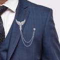 Suit Brooch with Chain Hanging Chain Brooch Costume Accessories Angel Wing Brooch Pin for Tuxedo. 