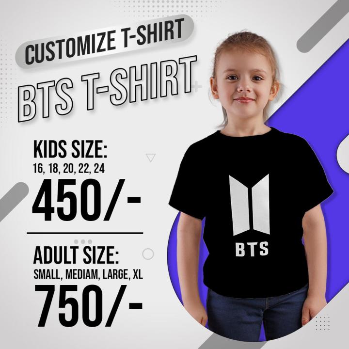 BTS Logo Printed T-Shirt Black for Girl/Female