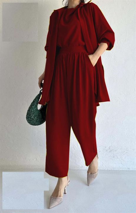 3Pc Suit* *Coat With Inner With Stylish Belt Trouser With 7 Beautiful Colors*