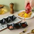 Three Compartment Dip Sauce Tray | Multi-Section Snack & Condiment Dish | Elegant Serving Plate for Kitchen & Dining. 