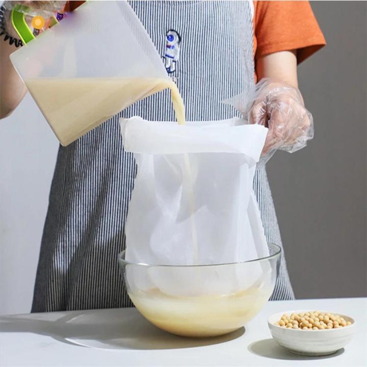 Kitchen Drawstring Filter Bags / Portable Reusable Soy Juice Milk Coffee Mesh Strainer Bag