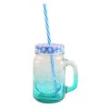 Glass Mason Jar Cups with Handle, Lid and Plastic Straws - Mason Jar Mugs For Cold Beverages - 500ml. 
