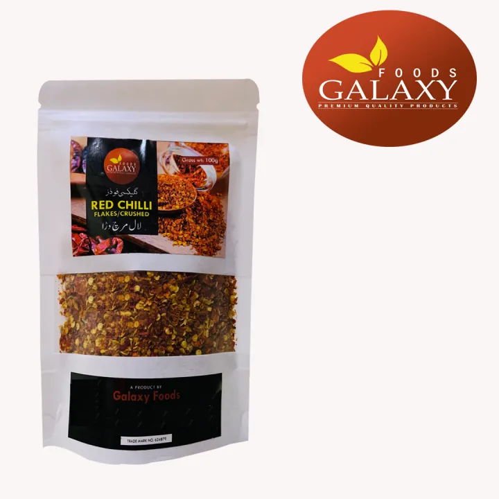 Galaxyfoods%20Red%20Chilli%20Crushed/Laal%20Mirch%20Dra-%20Gross%20wt%20100g%20Premium%20Quality%20Craft%20Bag%20-%20Image%202