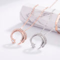 Moon Star Silver Color Meteor Garden Slip Falling Meteor Micro-Inlaid Necklace For Women Fashion Jewelry Birthday Gift SNE295. 