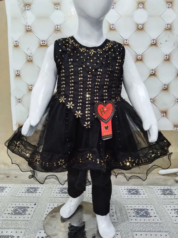 Baby Girl Fancy Frock Lalun Net WIth Trouser Selves For 1 to 7 Year Daraz.pk