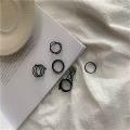 6 Pcs Set of Golden Rings for Girls Silver set of 6 Rings for Girl Friend 6 Pcs Black Rings Proposal Gift for Women. 