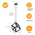 1 Pack Square Matte Black Pendant Light Fixtures Over Kitchen Island, Hanging Ceiling Lights, E26/E27 Medium Base, Bulbs not Included.. 