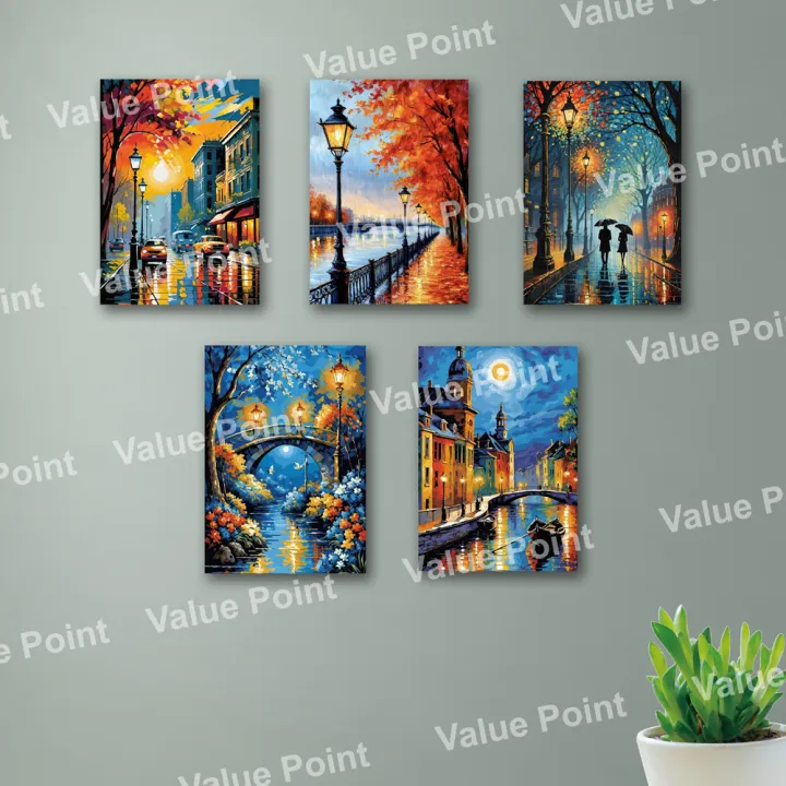 3Pcs Blue City Phototile Art