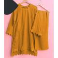 CASUAL STRIP DESIGN 2PIECE DRESS stitched clothes for girls. 