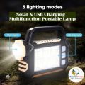 Solar Multi Light Source Portable Lamp Solar Powered & USB Charging Flashlight With Phone Charging Option Multifunctional LED Lamp With 3 Lighting Mode. 