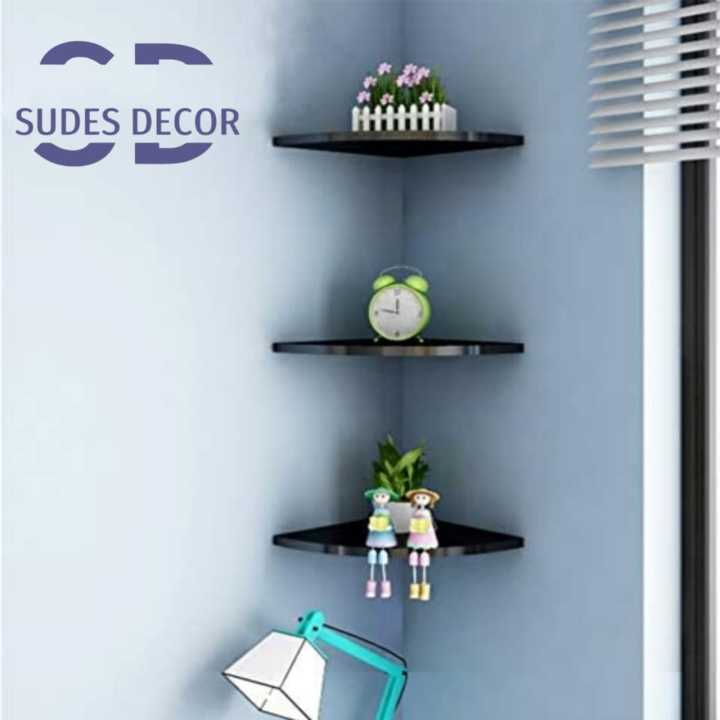 Corner Shelf Kitchen shelf Wall Shelf Wall-mounted Display Storage Organizer Rack for Living Room Office Home Decor 3pcs 3 Tier corner shelves Floating bedroom shelf
