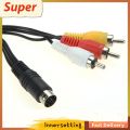 【inn】New Professional Black 1.8 m 3 RCA 9 pin Audio Video AV Cable for Sega Genesis 2 or 3. 