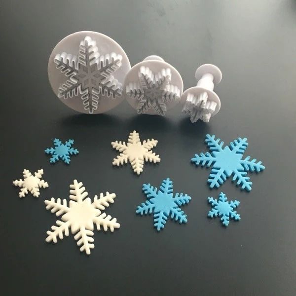 Snowflake Plunger Fondant Cutter 3Pcs Set