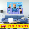 Happy Birthday Party Backdrop Boss Baby Blue Theme Printed On Panaflex. 
