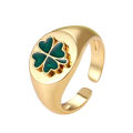 Classic jewelry 18k gold plated brass enamel signet ring women. 