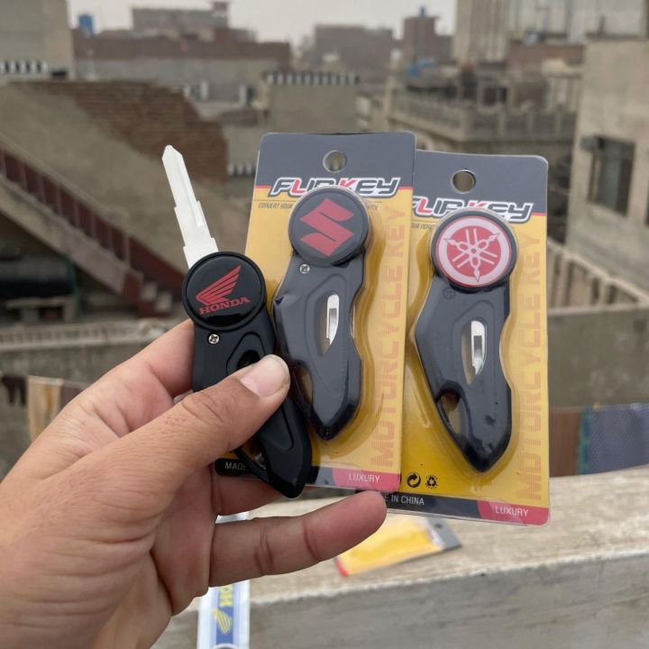 Keychain Flip Key for Bikes New Latest Design Available in 3 Variations Honda. Suzuki and Yamaha