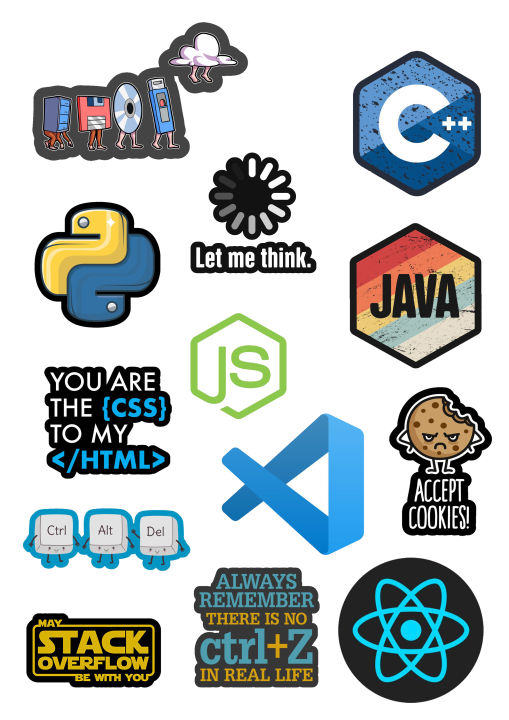 Buy 13 Pcs Cool Programming Language Stickers - Sticker For Mobile - Laptop Size 2 inch x 2 inch
