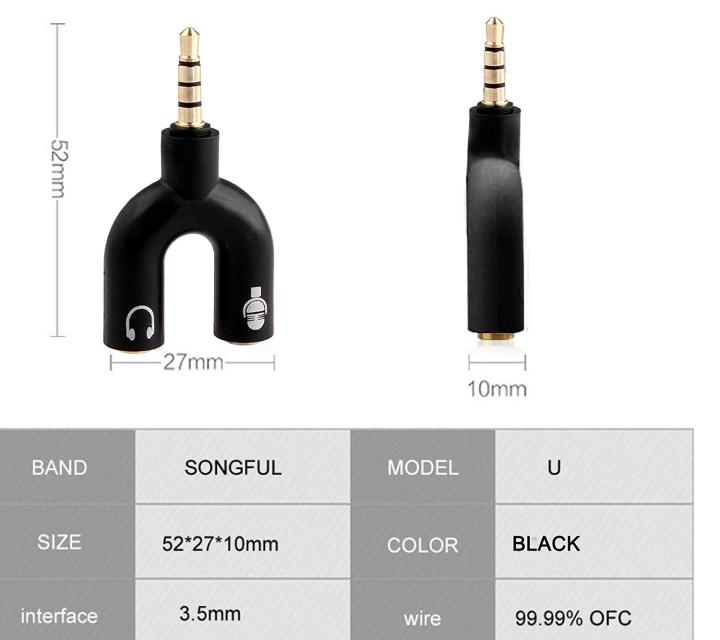 Prime%20Style%20SPLITTER%20HEADPHONE%20MICROPHONE%20ADAPTER%20U%20SHAPE%20Gold%20plated%203.5MM%20JACK%20HEADSET%20MIC%20AUDIO%20(BLACK)%20-%20Image%206