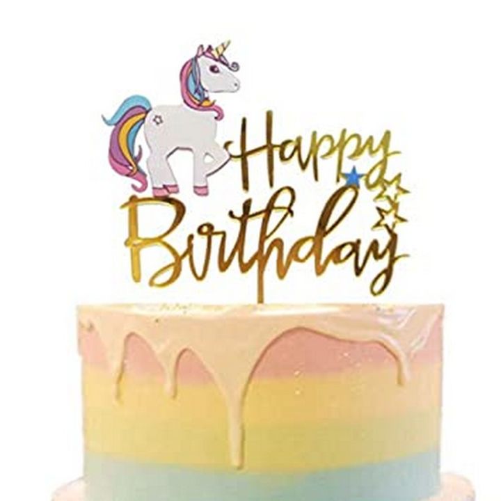 Unicorn Cake Topper For Unnicorn Theme Birthday Decoration - Unicorn Theme Cake Topper For Kids Birthday Party