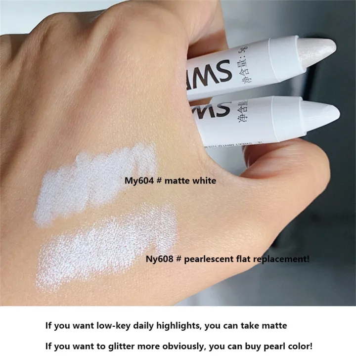 Monochrome%20Eye%20Shadow%20Stick%20Lying%20Silkworm%20Pen%20Matte%20Pearlescent%20White%20Silver%20Highlighter%20Easy%20To%20Color%20Long%20Lasting%20Student%20-%20Image%207