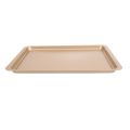 baking trays non stick set-1 * large shallow pan about 37 * 25.5 * 1.7cm
1 * cake pan about 24.5 * 18.5 * 2.6cm
1 * small square cake pan about 11 * 11 * 3cm-Golden. 