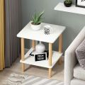 Side Table, Coffee Table, Side Table, Side Table, Wooden Bedside, 2 Tier Coffee Tables, with Storage Shelf, Square for Living Room, Office, Bedroom. 