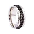 Silver Polishing Hip Hop Punk Spinning Rotatable With Chain Funky Hippy Stainless Steel Finger Rings Men Jewelry for Man. 