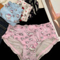 Sanrio Hello Kitty Women Underwear Bra Panty Set Cartoon No Wire Push Up Underwear Female's Breathable Gathered Bra S. 