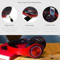 Luminous Wireless Bluetooth Sports Headset Folding Headset Stereo Running Mobile Phone Bluetooth Headset red black. 