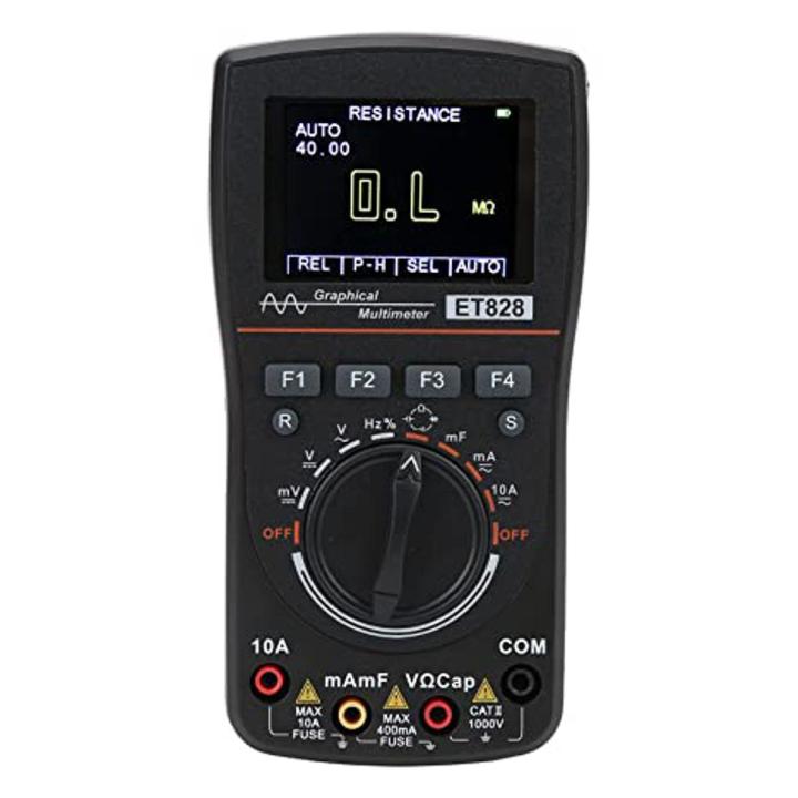 ET828 Intelligent Digital Oscilloscope Auto Range Graphical Multimeter 2.4" Screen 1MHz 2.5MSPS Waveform for Electronic Test