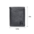 Genuine Leather Functional Trifold Classic Mens Wallet with Coin Pocket Black. 