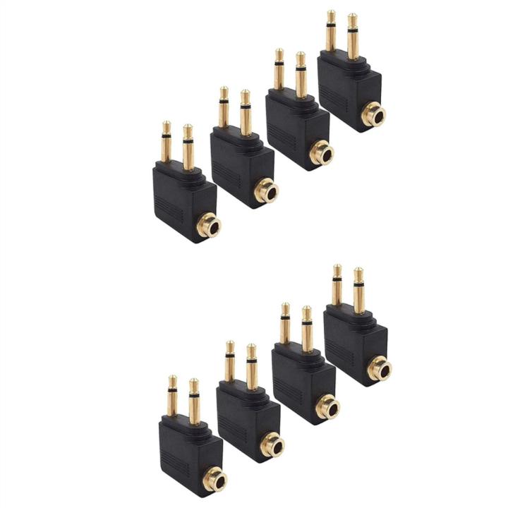 8 Pack Airplane Headphone Adapter ,Airline Airplane Flight Adapters for Headphones, Golden Plated 3.5mm Jack