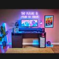 Power Z Gaming Desk  Gaming Desk Computer Desk Workstation For Large PC Gaming Desk Or Home Office Desk Perfect Black Desk With Drawers & Storage. 