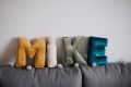 Personalized "E" Alphabet Velvet Cushion - Soft, Plush, and Customizable!. 