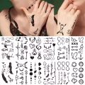 TMS Fake Tiny Temporary Tattoo 5 Sheets With Multiple Sticker Black Sketch Ink Line Small Tattoos Stickers, Body Face Hand Wrist. 
