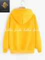 Yellow Nasa Printed Fleece Full Sleeves Pull Over Hoodie. 